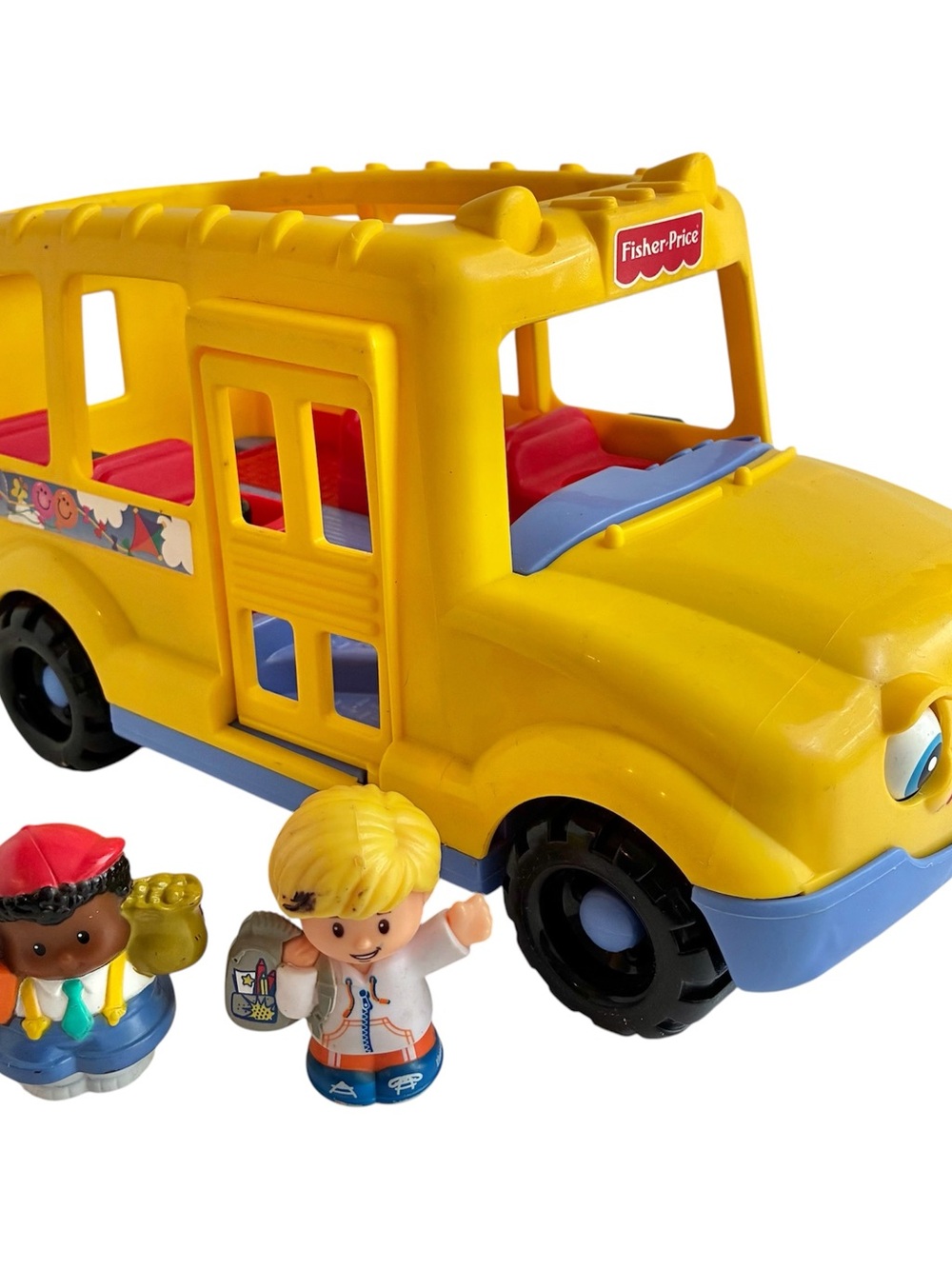 Vintage 1998 Fisher Price Little People School Bus Toy 2 Figures Included
